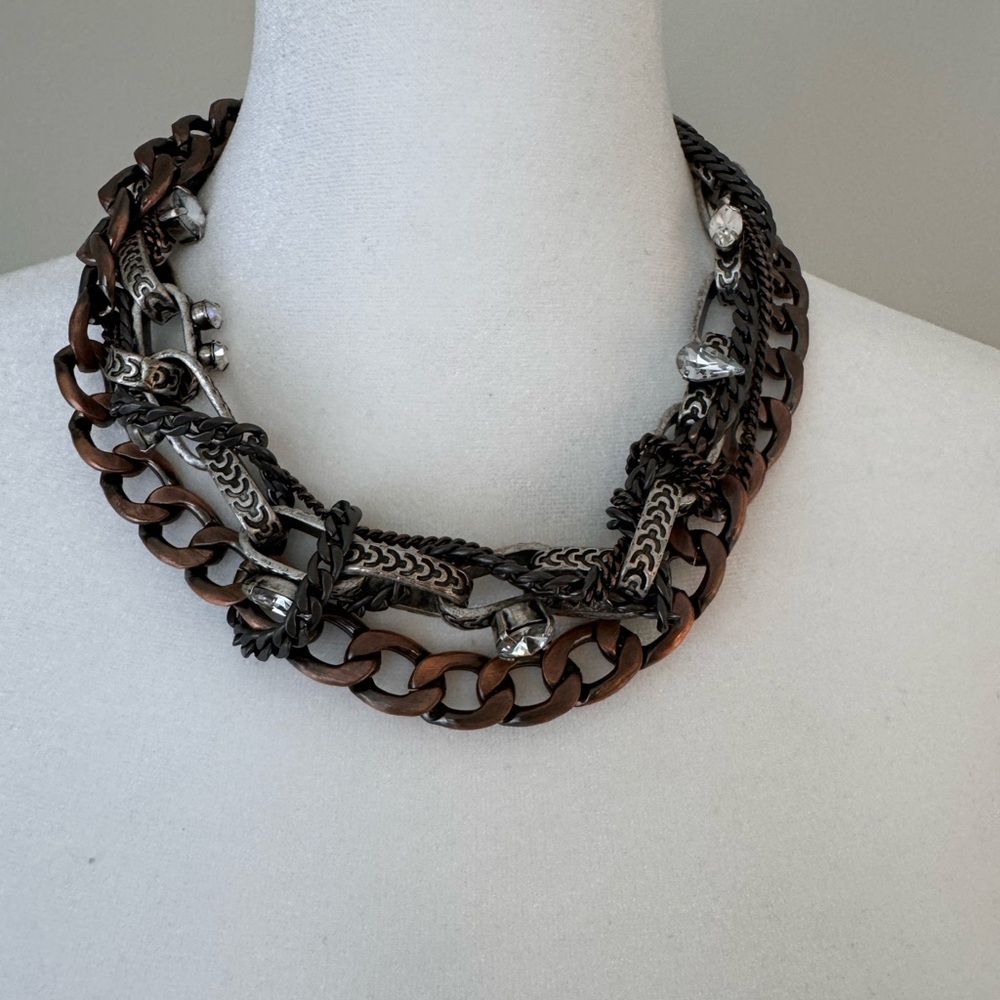 Fenton Fallon for J. Crew mixed metal and rhinestone necklace